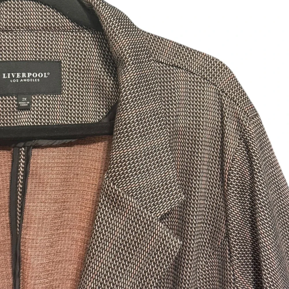 Liverpool Los Angeles Plaid Knit Boyfriend Blazer Jacket Open Front Plus Size 2X